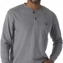 Wrangler Mens Long Sleeve Henley (XX-Large, Charcoal Gray)
