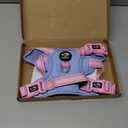 PHOEPET No Pull Dog Harness, Unique Colors Reflective Adjustable Dog Vest, with Soft Training Handle Metal Clips for (Baby Blue Base & Pink Straps,M)