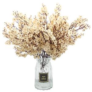 Hananona 9 Pcs Babys Breath Artificial Flowers Real Touch Fake White Flowers Silk Flowers for Spring Wedding Decor Indoor Floral Arrangement Table Centerpieces Home Decor (White, 9)