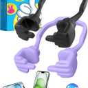 2 x Stocking Stuffers for Teens Girls Women Adults Gifts: Lazy Cell Phone Stand Unique Gesture Phone Holder for Desk Gag Gifts for Teenage Boys Men Cool Gadget Funny White Elephant Trendy Stuff Christmas (2, Black&Purple)