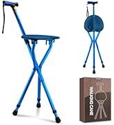 Cane with Seat Folding Lightweight,Walking Stick Height Adjustment,Cane Chair for Seniors Balance Supports Up to 330 Pounds,Anti-Slip Walking Stick for Elderly Men, Disabled Without Pen Rook On Sticks