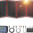 DOKIO 200W Portable Foldable Solar Panel Kit (20x27in, 9.7lb), with Separate Controller and Dual USB, Monocrystalline Charger for 12V Batteries & Power Stations, RV Camping Trailer Emergency Backup