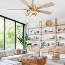 52" White and Gold Ceiling Fans with Lights Modern Chandelier Fan