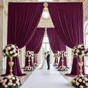 20ftx15ft Burgundy Backdrop Curtain for Wedding Parties, 4 Panels Wrinkle Free 15 FT Long Polyester Photo Backdrop Drapes Back Drop Cloth for Birthday Photography Background