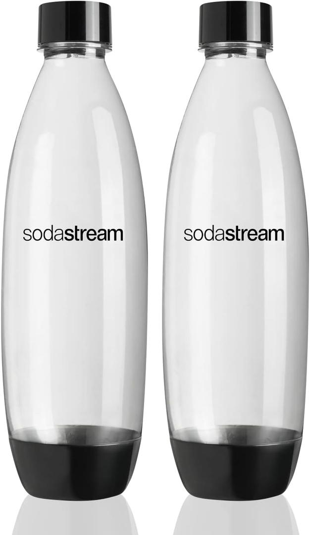 SodaStream Sparkling Water Machines Bottles 1 Twin Pack, 2 x 1 Litre, Black