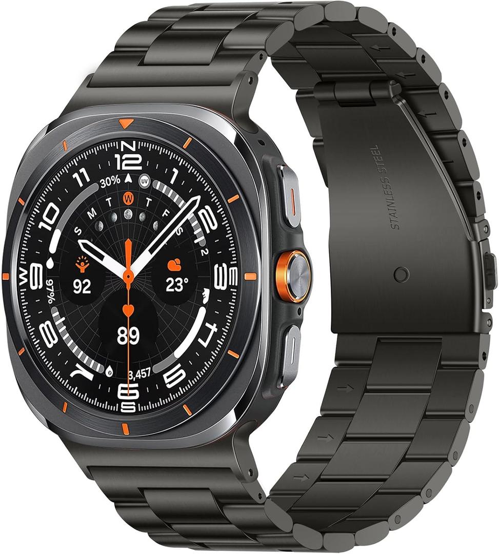 Anlinser No Gap Bands Compatible with Samsung Galaxy Watch Ultra 2/1 Band 47mm (2025/2024), 22mm Metal Strap Galaxy Watch Ultra Band for Women Men, Graphite