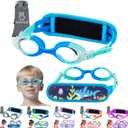Vvinca Kids Swim Goggles with Fabric Strap No Tangle Pain-Free, Anti-Fog Swimming Pool Goggle No Leak for Toddlers Girls Boys (01-light Green Blue)