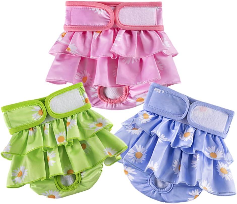 Dogs Physiological Pants,Reusable Dog Diapers Female,Washable Diapers3 Pieces * L SizeWaist Circumference Between 19-25.5 inches