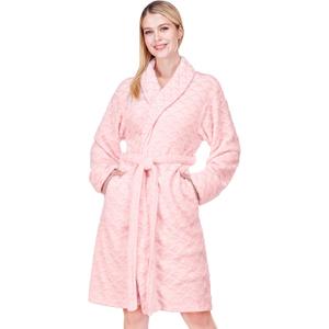 PAVILIA Womens Robes Kimono, Knee Length Plush Fluffy Winter Shower Bathrobe, Soft Fuzzy Cozy Warm with Pockets (Large-X-Large, Light Pink)