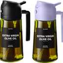 CXINYI - 16oz/470ml Olive Oil Dispenser for Kitchen with Stickers - 2 in 1 Olive Oil Sprayer for Cooking, Air Fryer, and Salad, Black&Purple (Light-Proof Kitchen Gadget)