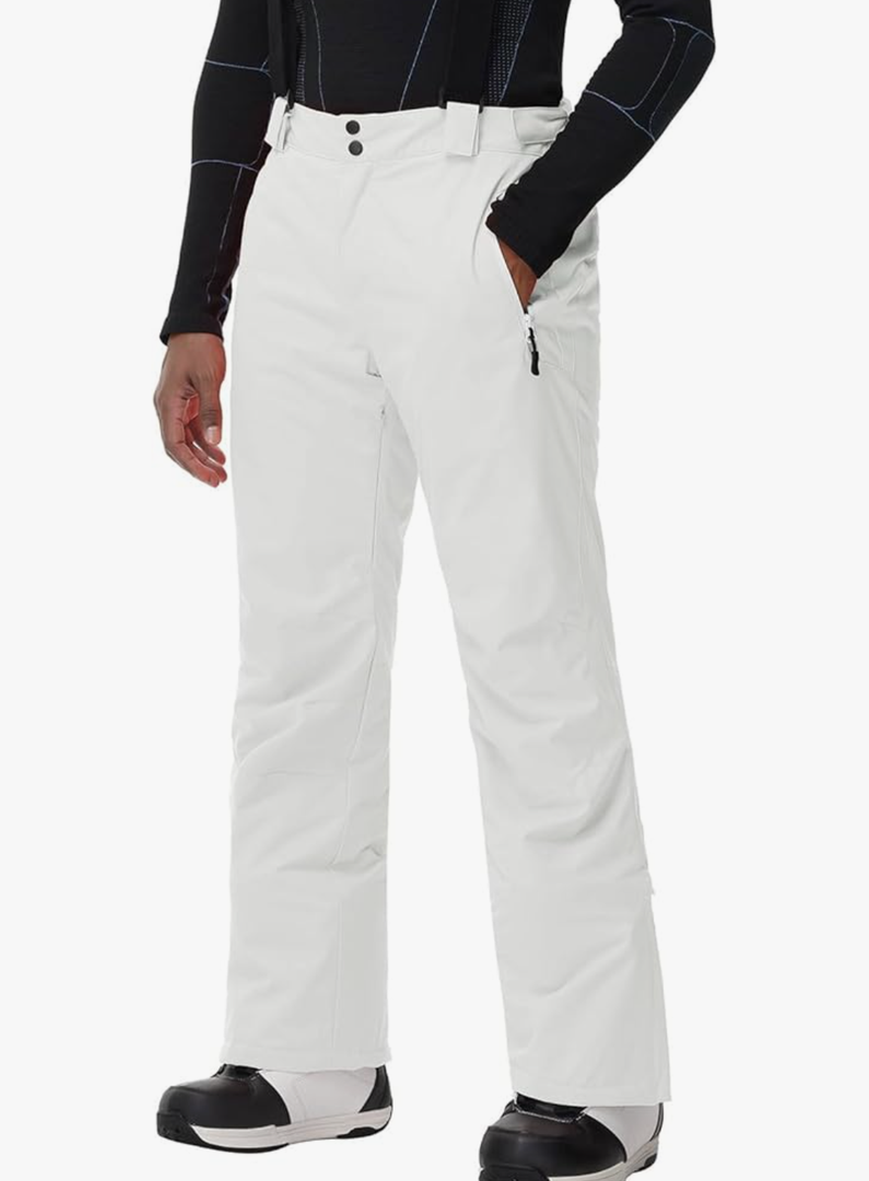 Men's Insulated Snow Pants Waterproof Ski Pant for Winter Hiking Bottom Leg Zipper Outdoor Pants Zipper Pockets Size M