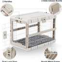 ZOMISIA Collapsible Dog Crate with Bed Mat, 28'' Foldable Dog Kennel for Medium Dogs, Tool-Free Portable Cage with 2 Rolling Wheels & Handles, Pet Carrier for Indoor Outdoor