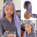 30 Inch Light Purple Lace Front Wigs Human Hair 13x6 HD Transparent Purple Glueless Human Hair HD Transparent Lace Frontal Wigs for Women 150% Density Pre Plcked Lilac Colored Wig with Baby Hair