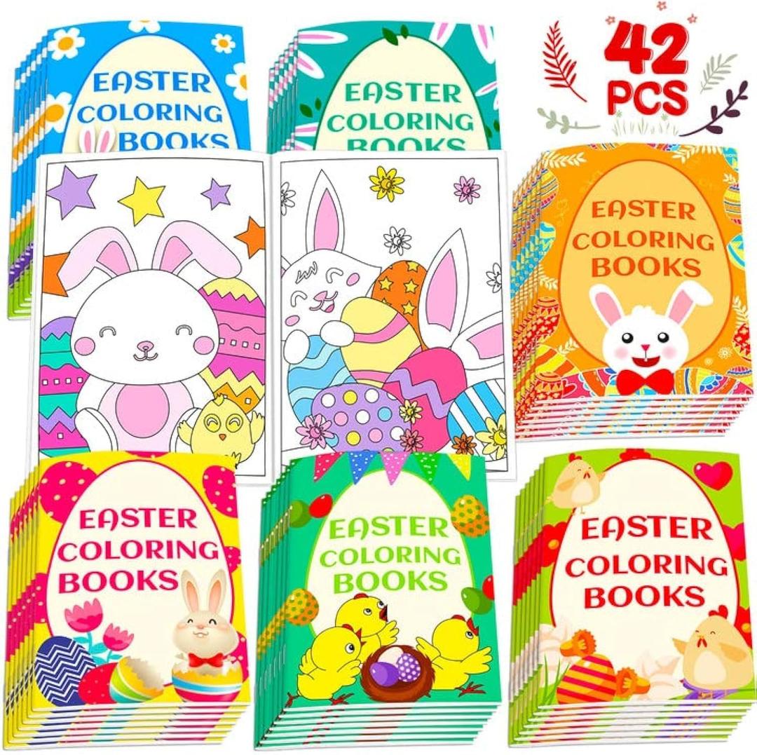 42 Pack Easter Coloring Books for Kids 4-8, Easter Basket Stuffers Bulk Gifts Mini Coloring Books Party Favors for Boys Girls School Classroom Goodie Bags Stuffer Activity Supplies