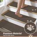 BEQHAUSE Stair Treads for Wooden Steps 28inX9in, Non Slip Carpet Stair Treads Indoor Stair Runners Machine Washable, Soft Stair Rugs Mat Surface Polyester TPE Backing, 15pcs, Brown