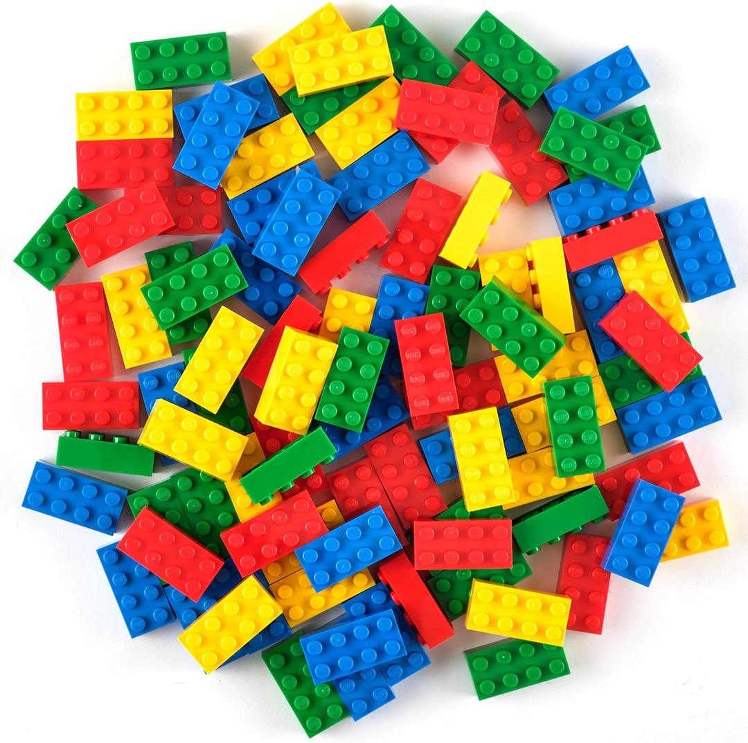 Strictly Briks Building Blocks Starter Kit - Compatible with All Major Brick Brands - 96 2x4-Stud Bricks in Blue, Green, Red & Yellow - Creative Building Play Set for Ages 3 & Up