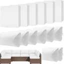 14 Pcs Patio Cushion Covers Replacement Outdoor Couch Cushions Covers Splashproof Sofa Slipcovers Set with Zippers, Patio Furniture Protector, Couch, Covers Only, White, 25.6x25.6x4 Inch