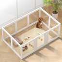 Clear Acrylic Dog Playpen Indoor, Puppy Cat Small Pet Play Pen, Pet Cat Playpen for Rabbits, Dog Fence Crate Kennel Whelping Cage (24", White, 10 Panels)