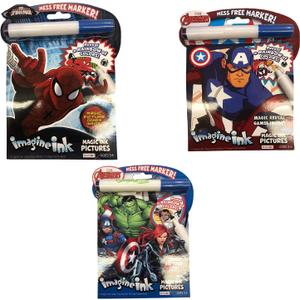 Imagine Ink Coloring Book Set for Superhero Kids - 3 Magic Ink Books Featuring Avengers, Spider Man, and Captain America