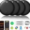 Air Tracker Smart Tags Android & iOS-4 Packs,Dual System Bluetooth Air Luggag Tracker Keys Finder/Item Locator Work with Apple Find My (iOS)&Google's Find Hub(Android) for Key,Backpack,Luggage Black