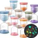 9 Pcs Luminous Sand Timers 0.5/1/2/3/5/10/15/20/30 Minutes Colorful Hourglass Glow in The Dark Sandglass Sand Clock Timer for Classroom Home Office Kitchen Cooking Decor