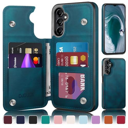 DJDUCK Designed for Samsung Galaxy A15 5G Case Wallet with Card Holder, [Magnetic Clasp Cover] [RFID Blocking Leather Protection] Shockproof Women Men Cases for Samsung A15 Teal