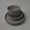 EI 12 Pcs Wheat Straw Dinnerware Set of 4, Plastic Plates Reusable Unbreakable, Plastic Plates and Bowls Sets for Camping, Picnic, Family Dinner, Grey Wheat Straw Plates and Bowls