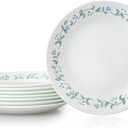 Corelle Vitrelle 6.75" Salad Appetizer Plate Set, Triple Layer Glass and Chip Resistant, Lightweight Round Plates, 6-Piece Country Cottage