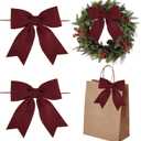 AIMUDI Burgundy Bows for Christmas Tree 5'' Hand Felted Christmas Bows for Gift Wrapping Premade Bow Gift Bows for Presents Crafts Wreaths Fireplaces Winter Holiday Christmas Decorations, 24 PCs