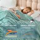 Heated Blanket 90"X100",Fast Heating Blanket with 6 Heat Levels 10 Hours Auto-Off Overheat Protection,Stripe Faux Rabbit Fur Soft Warm, ETL Certified (Green, 90"X100")