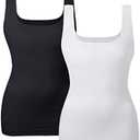 EUYZOU Women's Tummy Control Shapewear Tank Tops Seamless Square Neck Compression Tops Slimming Body Shaper Camisole, S