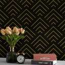 Heroad Peel and Stick Wallpaper Black and Gold Wallpaper Geometric Wallpaper Black and Gold Contact Paper Self Adhesive Removable Wallpaper for Cabinets Waterproof Thicken Vinyl 78.7"x17.3" (17.3" x 78.7", Black and Gold)
