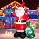 8FT Christmas Inflatables Santa Claus with Christmas Tree ＆ Gift Bag Christmas Blow up Decoration with Built-in 6 LED Lights Large Xmas Blow up Santa Claus for Yard Party, Xmas New Year Kids Gifts