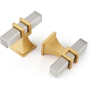 10 Pack Cabinet Knobs Brushed Nickel and Gold Dresser Drawer Knobs Silver and Gold Cabinet Knobs Kitchen Cabinet Hardware (single hole knob)
