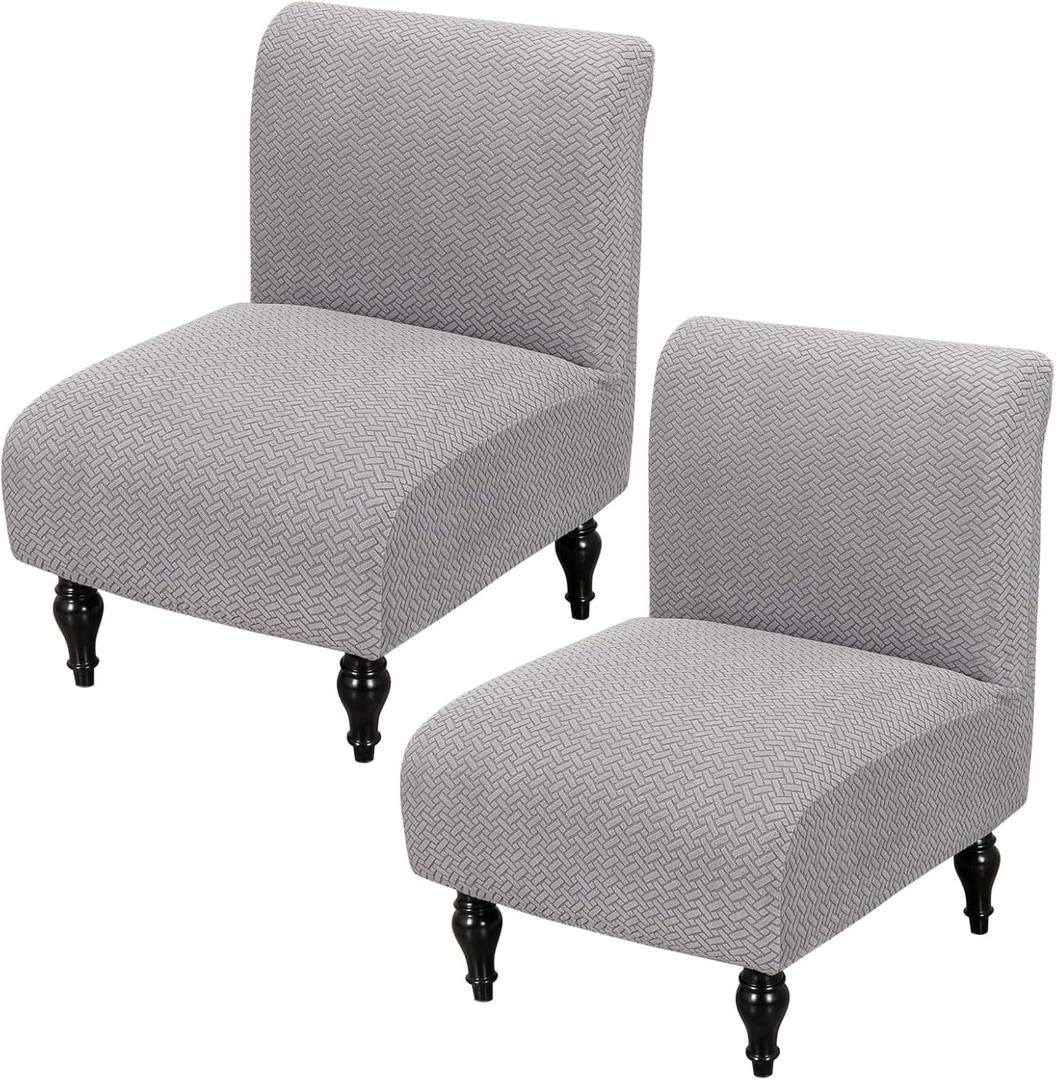 FUANGUI Armless Accent Chair Cover Slipcover, Stretch Spandex Chair Covers for Living Room Removable Washable for Armless Chair Furniture Protector (2Pcs, A9)