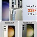 Vizvera for Samsung Galaxy S23 Plus Case Wallet, RFID Cards Holder (4 Cards) & Camera Cover for Women Men, Full Body Shockproof Silicone Case for S23 Plus 6.6"-Natural Titanium