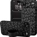 OOK Compatible with iPhone Air Leopard Case with Wrist Strap, Black Leopard Cheetah TPU Shockproof Protection Slim Cover with Camera Protection for Women Girls, for 6.5inch