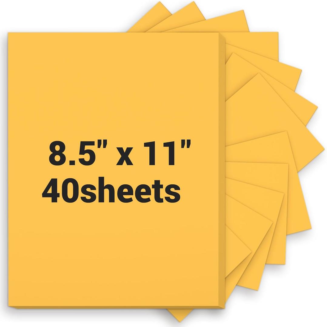 Cardstock 8.5 x 11, Thick Printer Paper 75 lb/200 gsm, 40 Sheets Card Stock Yellow, Heavy Card stock, Art CardStock Paper for Invitations, Diy Cards, Business Cards, Menus, Crafts, Drawing etc
