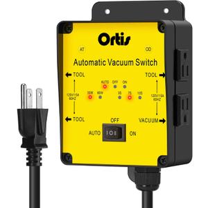 2025 New! Automatic Vacuum Switch, Ortis Dust Control Autoswitch for 3 Power Tools, Delay Vacuum On/Off to Prevent Circuit Overload and Tripping, Adjustable Actuation Threshold