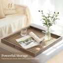 Hanobe Large Wood Decorative Ottoman Tray for Living Room with Handles, 22"
