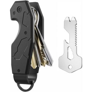 Zeeker Compact Key Organizer Keychain with Built-in Tools  Holds 1-6 Keys, Includes Bottle Opener, Hex Wrench, and Serrated Cutter  Minimalist Key Holder for Men and Women (Black)