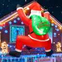 6FT Christmas Inflatable Decorations Hanging Santa Built-in Bright LEDs, Climbing Santa Claus with Gift Bag Christmas Roof Blow Up Yard Inflatables Decoration for Window Wall Outdoor Xmas New Year