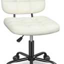 ERGOSEAT Armless Home Office Desk Chair with Wheels, Modern Ergonomic Drafting Rolling Chair with 360 Swivel Wheels,Height Adjustable Computer Task Chairs for Small Space, White