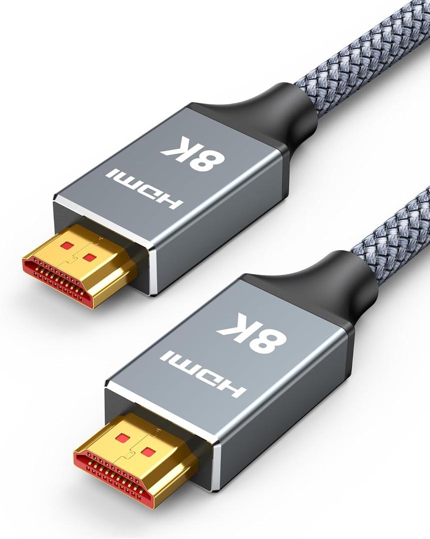 Capshi 2ft 8K 4K@120Hz HDMI Cable 2.1, 48Gbps High Speed Cord for PS5/ 4, TV, Gaming Console, Monitor, 8K@60Hz, 2K@240Hz, 144Hz, Support HDR, eARC, DTS:X, HDCP 2.2 & 2.3, Braided, Grey