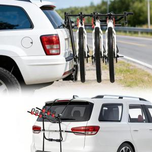Bike Rack for Car, Car Bike Rack 3-Bike Compact Folding Portable Adjustable Trunk Bike Rack Fits Most Cars Hatchbacks SUVs Sedan and Minivans