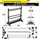 24-Rod Aluminum Fishing Rod/Pole Holder, Rustproof Fishing Rod Rack with 360 Lockable Wheels, Multi-Functional Storage Organizer for Garage & Home, Fits Most Rods & Golf Clubs (Black)