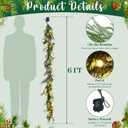 VIHOSE 6 FT Christmas Garland with Lights, Pre-Lit Artificial Christmas Garland, Flocked Surface with Red Berries Pine Cones for Mantels Stairs Railing Home Xmas Indoor Outdoor Decoration