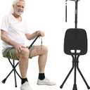 REHAND Walking Cane with Seat,Lightweight Foldable, Adjustable, Collapsible Canes with Stool for Men & Women, Heavy Duty All Terrain Tip, Portable Walking Stick Chair for Seniors & Adults