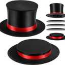 Magician Collapsible Top Hat Costume Top Magic Folding Hat for Men Women Adult Halloween Party (Black,red)