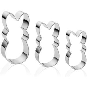 Easter Bunny Cookie Cutter Set -3 Pieces - Stainless Steel Assorted Sizes